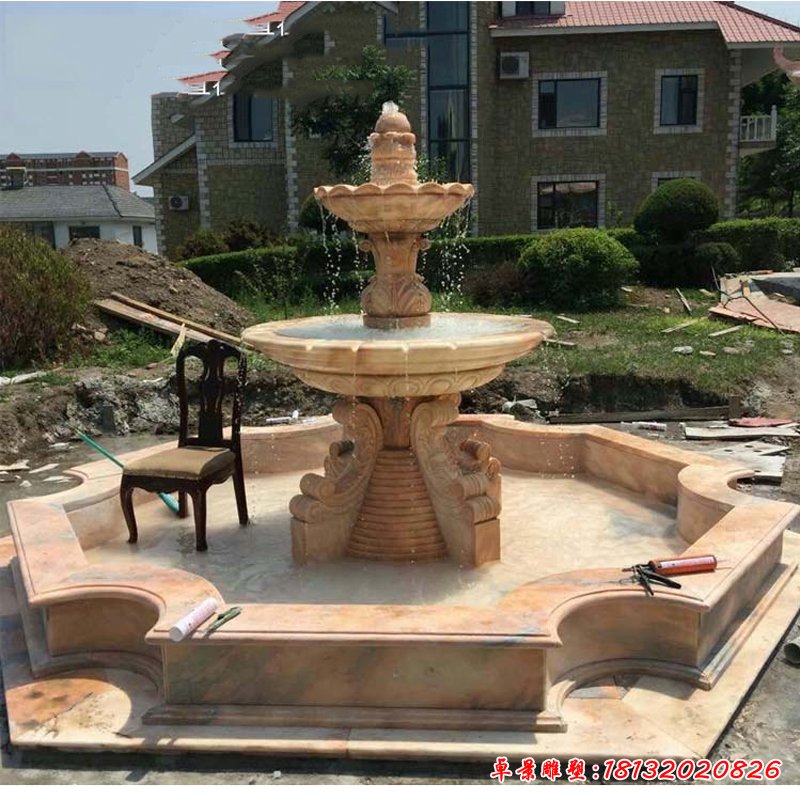 喷泉石雕，晚霞红小区欧式喷泉